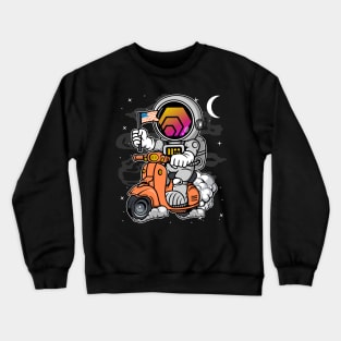 Astronaut Scooter HEX Coin To The Moon HEX Crypto Token Cryptocurrency Blockchain Wallet Birthday Gift For Men Women Kids Crewneck Sweatshirt